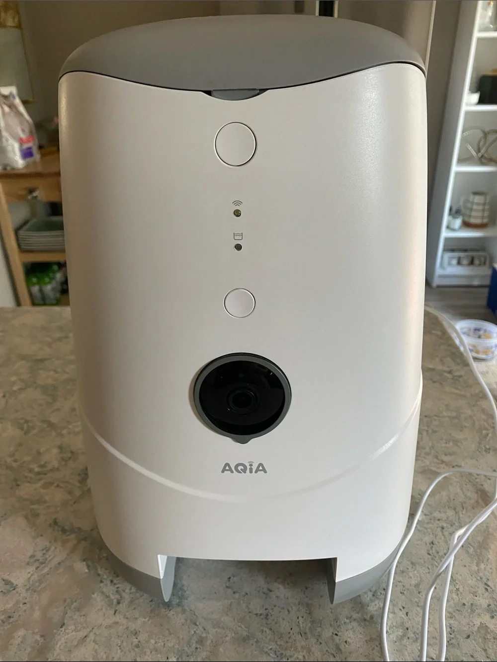 Aqia White & Light Gray Smart Pet Feeder